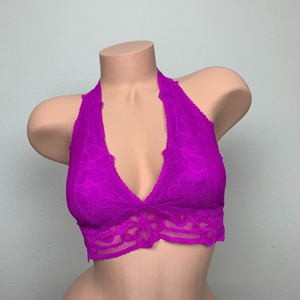 Victoria’s Secret PINK Floral Lace Halter Bralette Bra Top S M